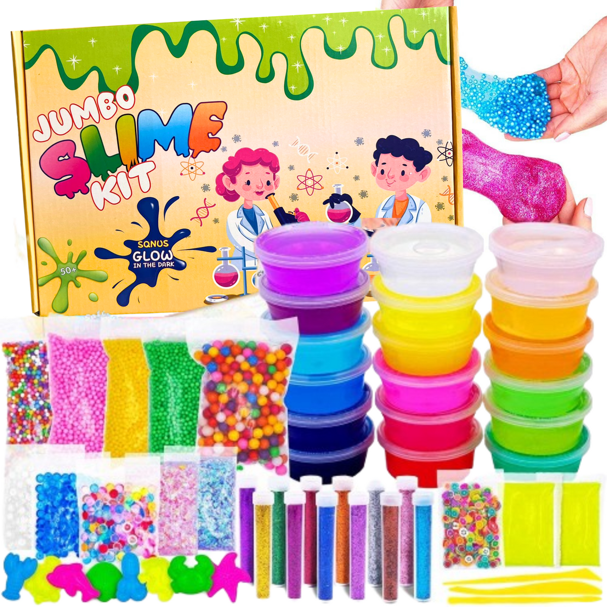 Jumbo Slime Kit for kids | Perfect Toys for Girls boys 7-12 Years Old | Glow in the Dark, Stress Relief Toy, kids Art Craft, Complete DIY Slime Making Kit | Party Favors